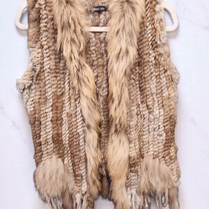 Dolce Cabo Real Fur Vest in Gray and Tan (B2)